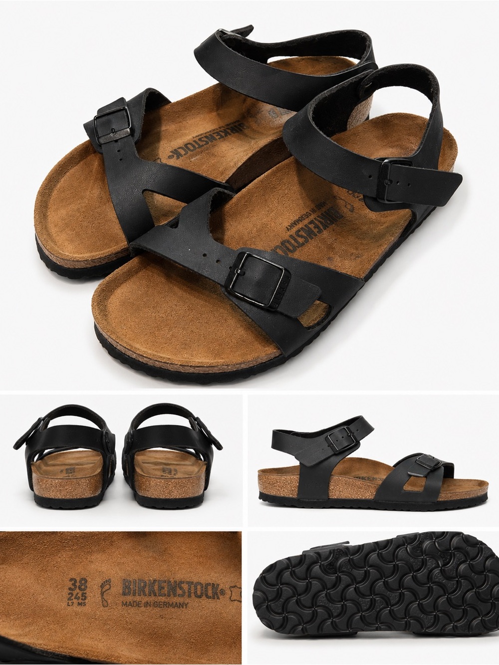 Birkenstock Rio Black, Size EU 38 (7/7.5)